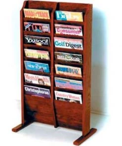 Wooden Mallet Cascade‚Ñ¢ Free-Standing 14 Pocket Magazine Rack, Mahogany