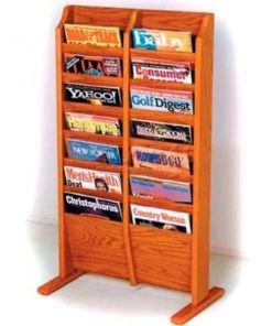 Wooden Mallet Cascade‚Ñ¢ Free-Standing 14 Pocket Magazine Rack, Medium Oak