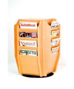 Wooden Mallet Countertop 16 Magazine Rotary Display - Light Oak