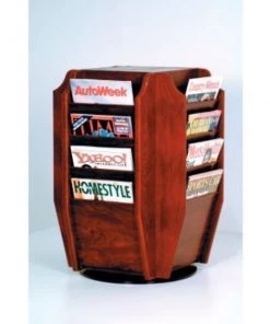 Wooden Mallet Countertop 16 Magazine Rotary Display - Mahogany
