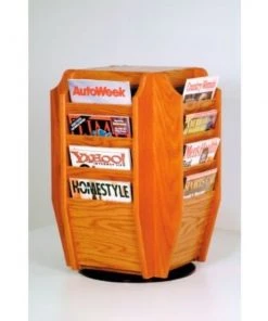 Wooden Mallet Countertop 16 Magazine Rotary Display - Medium Oak