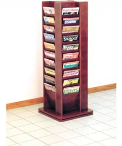 Wooden Mallet 40 Magazine Rotary Floor Display - Mahogany