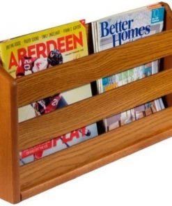 Wooden Mallet ‚Ñ¢ Wall Mount or Countertop Magazine Rack 20"W Medium Oak