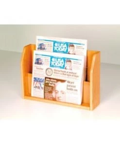 Wooden Mallet Countertop 2 Pocket Newspaper Display - Light Oak