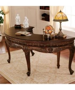 Design Toscano La Voute Grande Crescent Mahogany Executive Desk