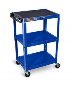Luxor Adjustable Height Royal Blue Metal AV Cart