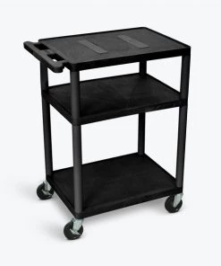 Luxor Endura Black AV Cart with 3 Shelves