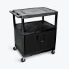 Luxor Black Endura Cart with 3 Shelves & Cabinet