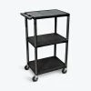 Luxor Black Endura 3 Shelf AV Cart