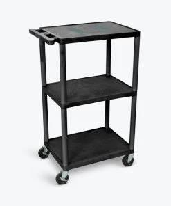 Luxor Black Endura 3 Shelf AV Cart