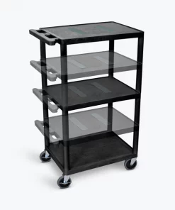 Luxor Black Endura Multi-Height 3 Shelf AV Cart