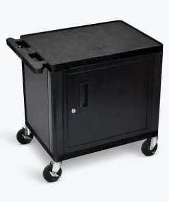 Luxor Black 2 Shelf AV Cart with Cabinet 26" H