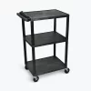 Luxor Endura Black 3 Shelf Presentation Cart 42"H