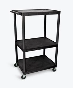 Luxor Black Endura 3 Shelf Presentation Cart 54 1/4"H