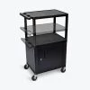 Luxor Black Endura Presentation Cart Multi Height with Cabinet & Electric