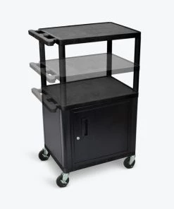 Luxor Black Endura Presentation Cart Multi Height with Cabinet & Electric