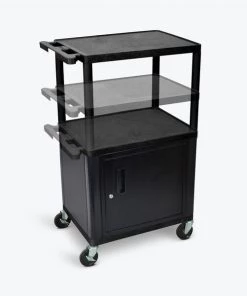 Luxor Black Endura Presentation Cart Multi Height with Cabinet