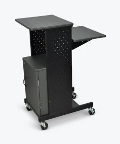 Luxor Gray 4 Shelf Mobile Presentation Station with Cabinet