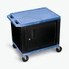 Luxor Tuffy Blue 2 Shelf AV Cart with Cabinet & Electric