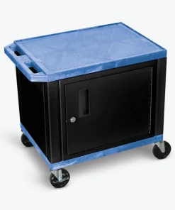 Luxor Tuffy Blue 2 Shelf AV Cart with Cabinet & Electric