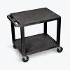 Luxor Tuffy Black 2 Shelf AV Cart with Electric