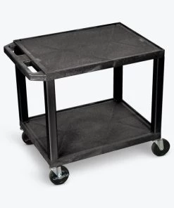Luxor Tuffy Black 2 Shelf AV Cart with Electric