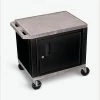 Luxor Tuffy Gray 2 Shelf AV Cart with Black Cabinet & Electric