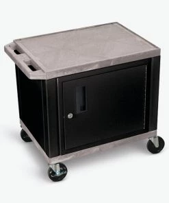 Luxor Tuffy Gray 2 Shelf AV Cart with Black Cabinet & Electric