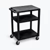Luxor Tuffy Black 3 Shelf AV Cart with Electric