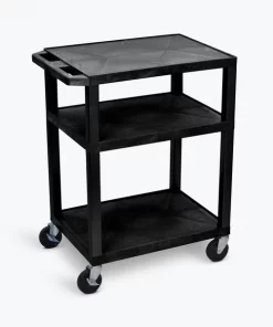 Luxor Tuffy Black 3 Shelf AV Cart with Electric