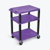 Luxor Tuffy Purple 3 Shelf AV Cart with Black Legs & Electric