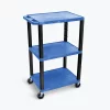 Luxor Blue Tuffy 3 Shelf 42" AV Cart with Black Legs & Electric