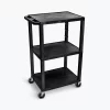 Luxor Black Tuffy 3 Shelf 42" AV Cart with Electric