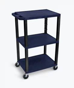 Luxor Navy Tuffy 3 Shelf 42" AV Cart with Black Legs & Electric