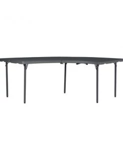 Zown Folding Table, Resin, Moon Crescent Shape, Grey Color