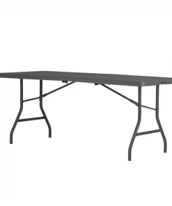 Zown Folding Table, Fold In Half, Resin, Commercial, 72" x 30", Grey Color