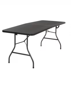 Bridgeport Folding Table, Blow Mold Table, Fold In Half, 72" x 30", Black Color