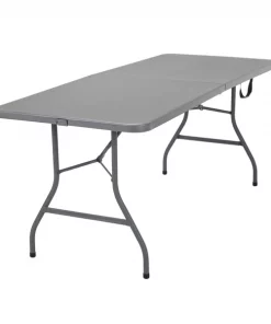 Bridgeport Folding Table, Fold In Half, Resin, 72" x 30", All Grey
