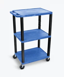Luxor 42"H AV Cart, Three Shelves, Black Legs