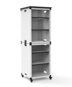 Luxor Modular Classroom Bookshelf - Narrow Stacked Modules with Casters and Tabletop