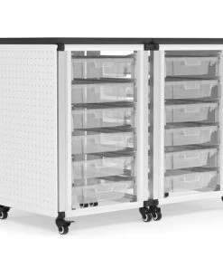 Luxor Modular Classroom Storage Cabinet - 2 side-by-side modules with 12 small bins