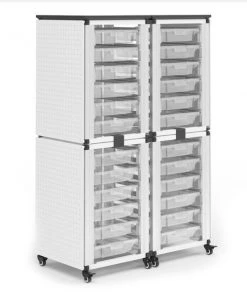 Luxor Modular Classroom Storage Cabinet - 4 stacked modules with 24 small bins