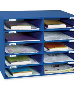 Pacon Classroom Keepers® Mailbox, 10-Slot, Blue, 16.63H x 21W x 12.88D