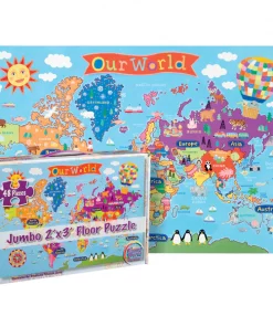 Round World Products World Floor Puzzle for Kids, 24inH x 36inL, 48 Pieces