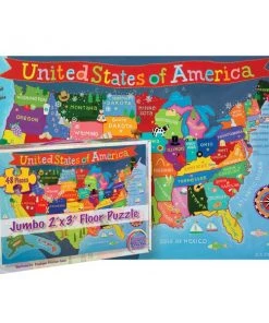 Round World Products United States Floor Puzzle for Kids, 48 Pieces