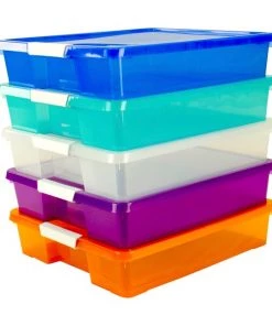 Storex Stack + Store Box Craft Organizer, Assorted Colors, 5-Pack