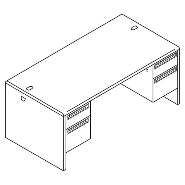 Hon Pedestal Desk, 72" W, 29.5" H, Mahogany/Charcoal, Metal - Image 2