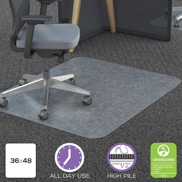 Deflecto All Day Use Chair Mat - All Carpet Types, 36 x 48, Rectangular, Clear - Image 7