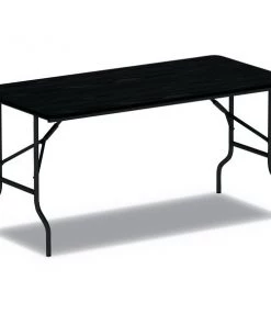 Alera Rectangle Folding Table, 48" W, 23.78" L, 29" H, Black Top, Melamine