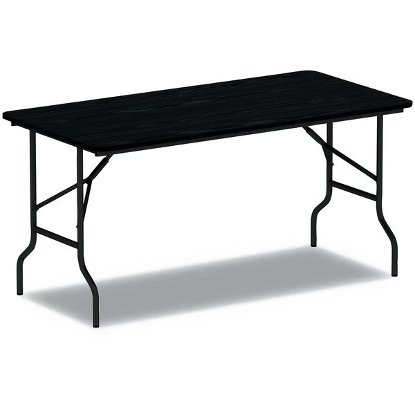 Alera Rectangle Folding Table, 48" W, 23.78" L, 29" H, Black Top, Melamine